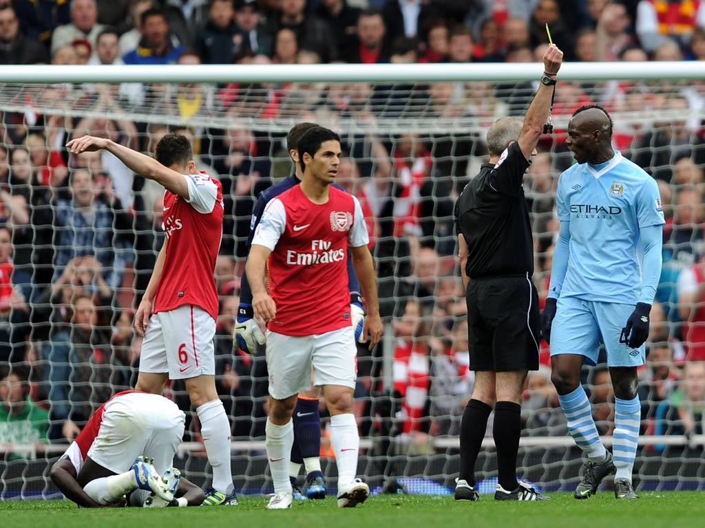 Balotelli in action against Arsenal