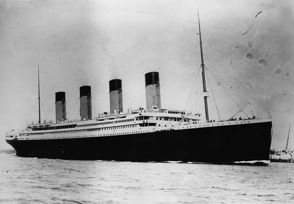 The ill-fated White Star liner RMS Titanic, which struck an iceberg and sank on her maiden voyage across the Atlantic.