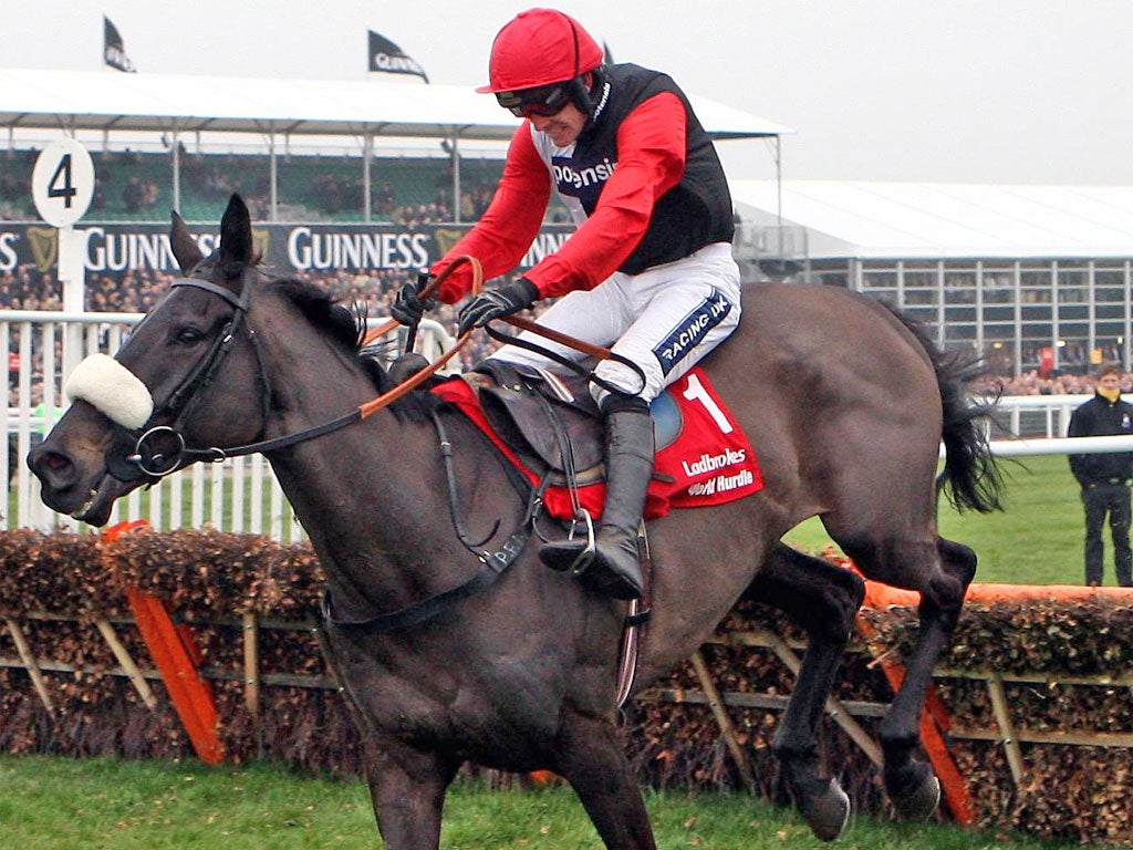 Big Buck's winning a fourth World Hurdle at Cheltenham