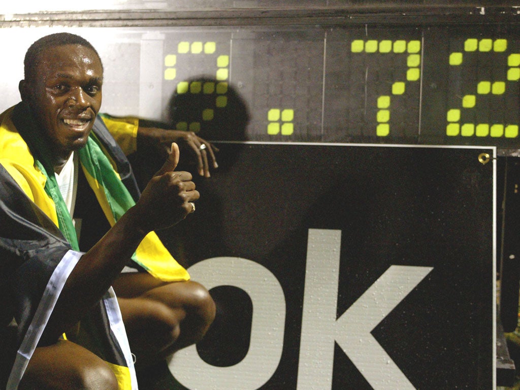 USAIN BOLT: The world 100m record holder will have to battle with Yohan Blake this year