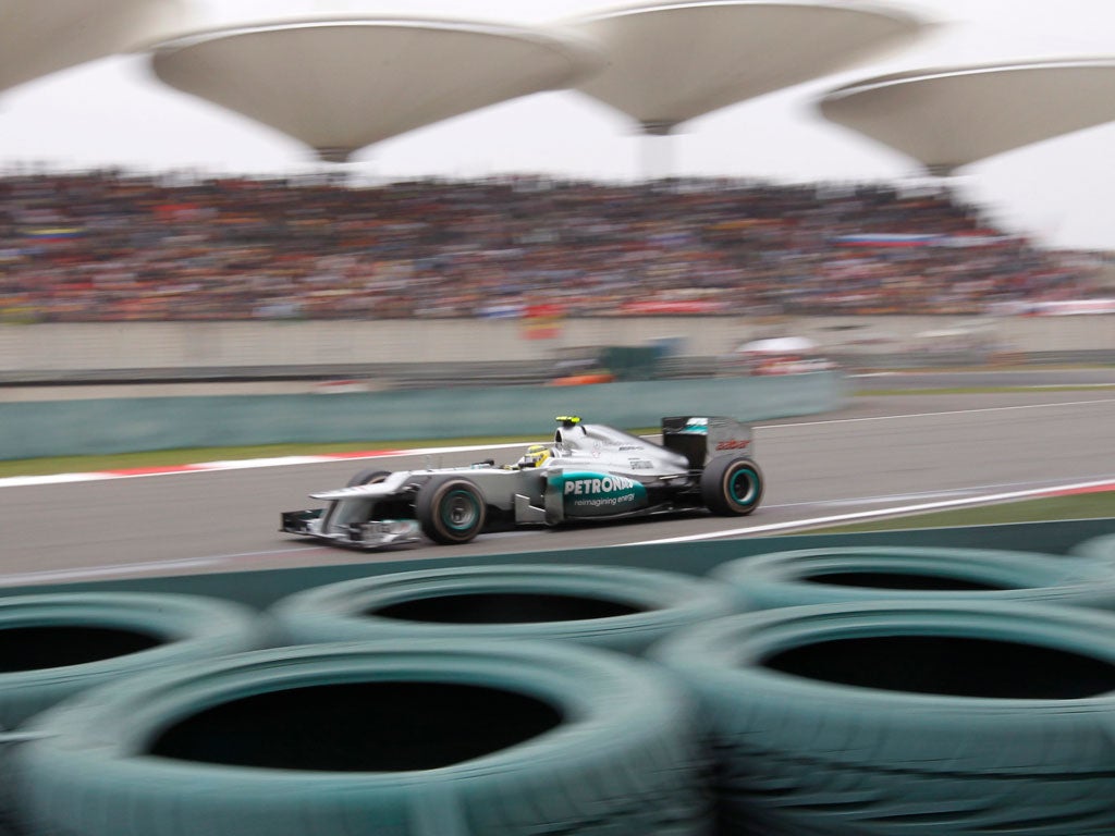 Nico Rosberg is out on his own on his way to victory in Shanghai