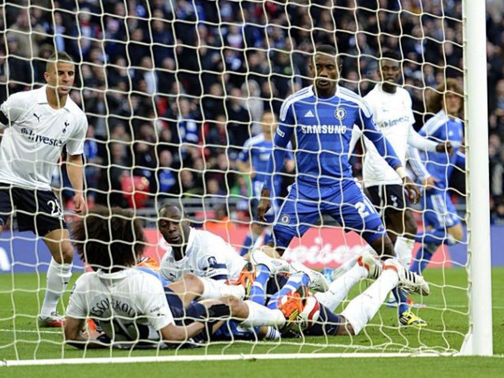 The decision to award a 49th-minute goal to Juan Mata, putting Chelsea 2-0 up, appeared to be wrong after video replays suggested the ball hadn't crossed the line when it was cleared away by Tottenham defender Benoit Assou-Ekotto.