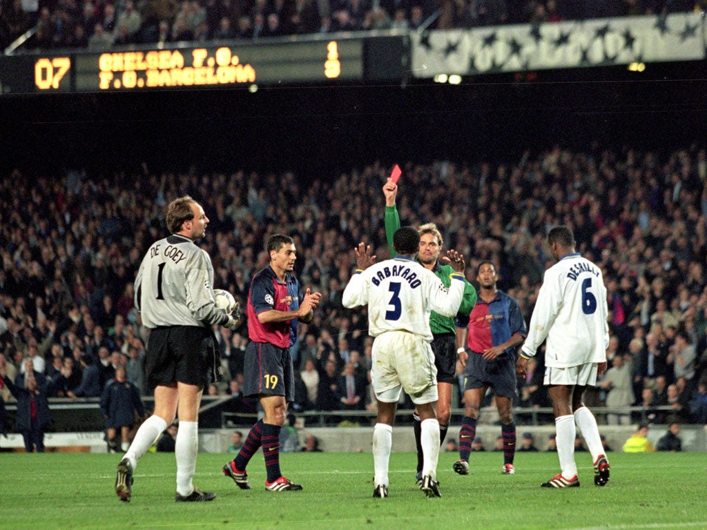 <b>BARCA'S AMAZING COMEBACK (1999-00 quarter-final)</b></br>
The Blues were favourites to reach the semi-finals after winning 3-1 at Stamford Bridge and were only seven minutes from doing so when Barca substitute Dani took the second leg into extra-time. Celestine Babayaro's dismissal for conceding a penalty proved fatal as Barca won 5-1 and 6-4 on aggregate.