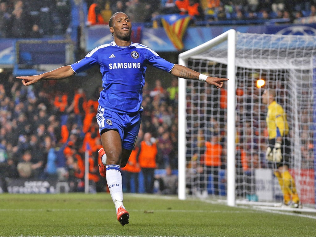 Didier Drogba celebrates his goal