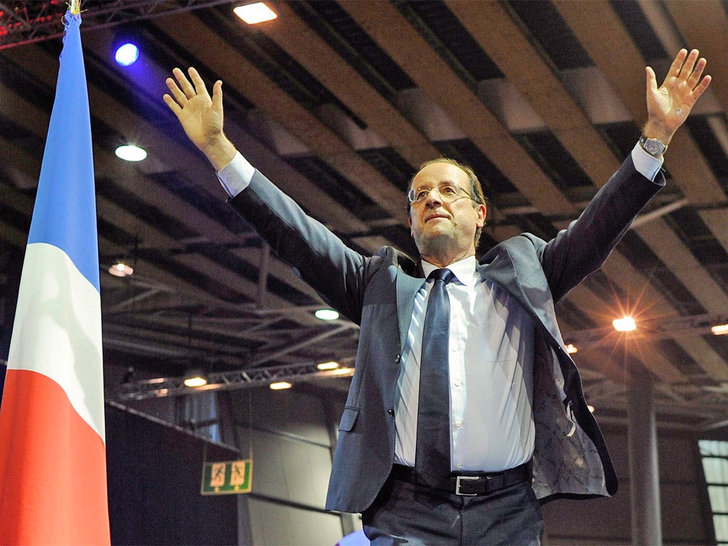 François Hollande at a rally in Lille yesterday