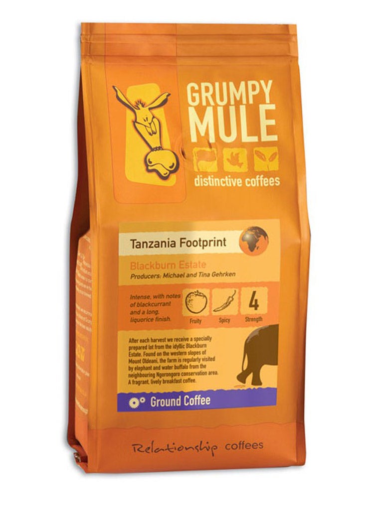 <b>
1. Grumpy Mule Tanzania
Footprint
</b>
<br />
£4.75 for 227g, steenbergs.co.uk
<p>
Tanzania is renowned for its
Peaberry beans, so this Peaberry
coffee has unsurprisingly won
Great Taste awards for three years
</P>
