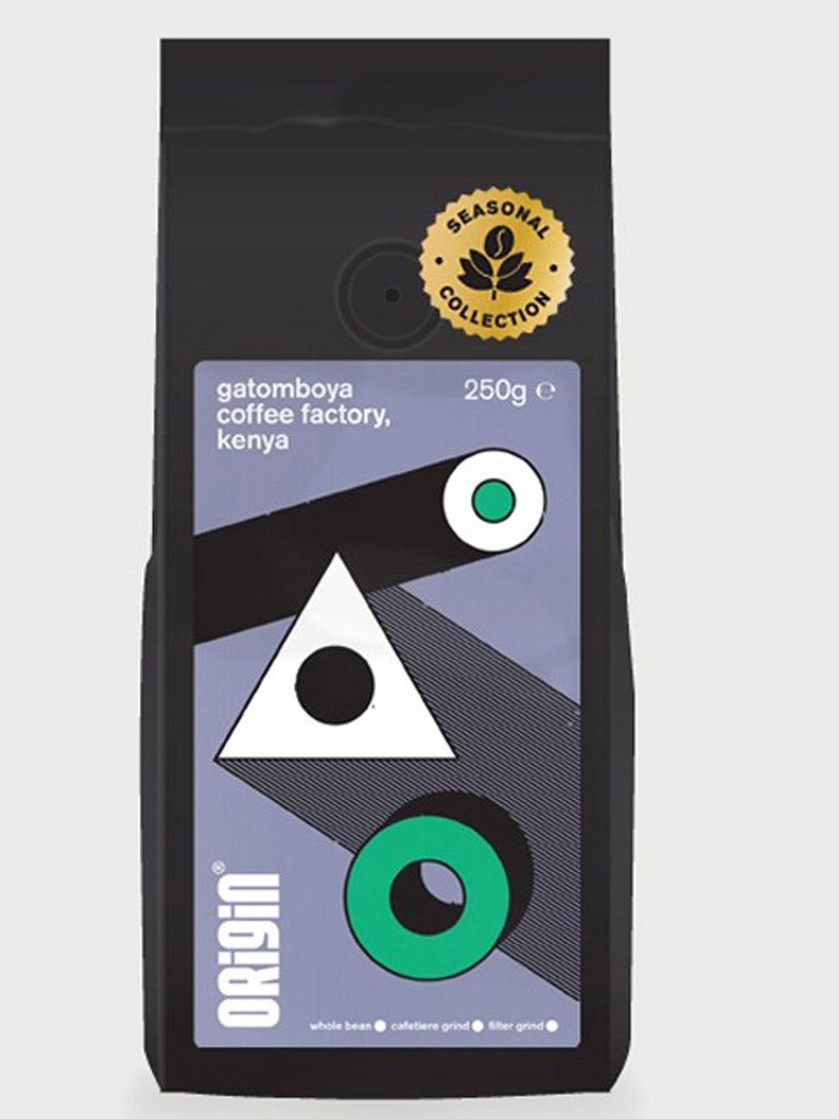 <b>
2. Origin Coffee Gatomboya
Coffee Factory
</b>
<br />
£10.50 for 250g,
origincoffee.co.uk
<p>
This intensely flavoured grind
combines fruit aromas with a
light, non-cloying flavour</P>
