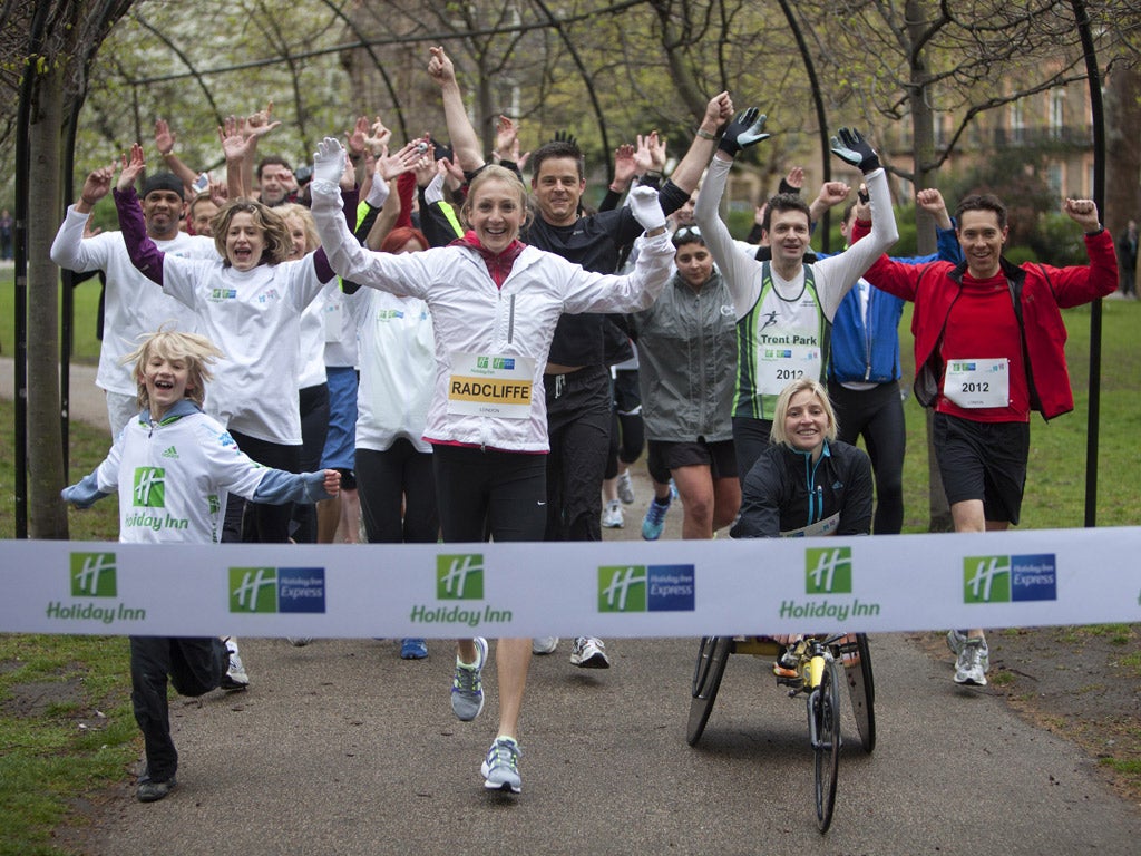 Paula Radcliffe and Shelly Woods lead the marathon warm-up