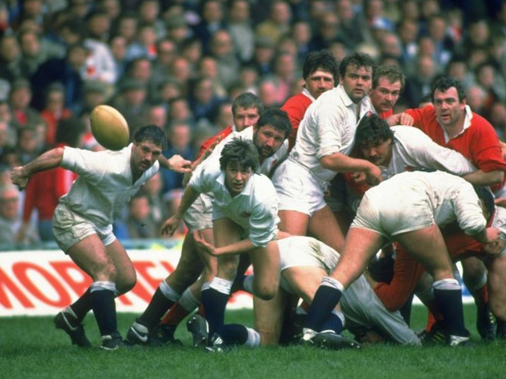 Scrum-half of the highest calibre and a successful coach at Premiership level Nigel Melville (centre)