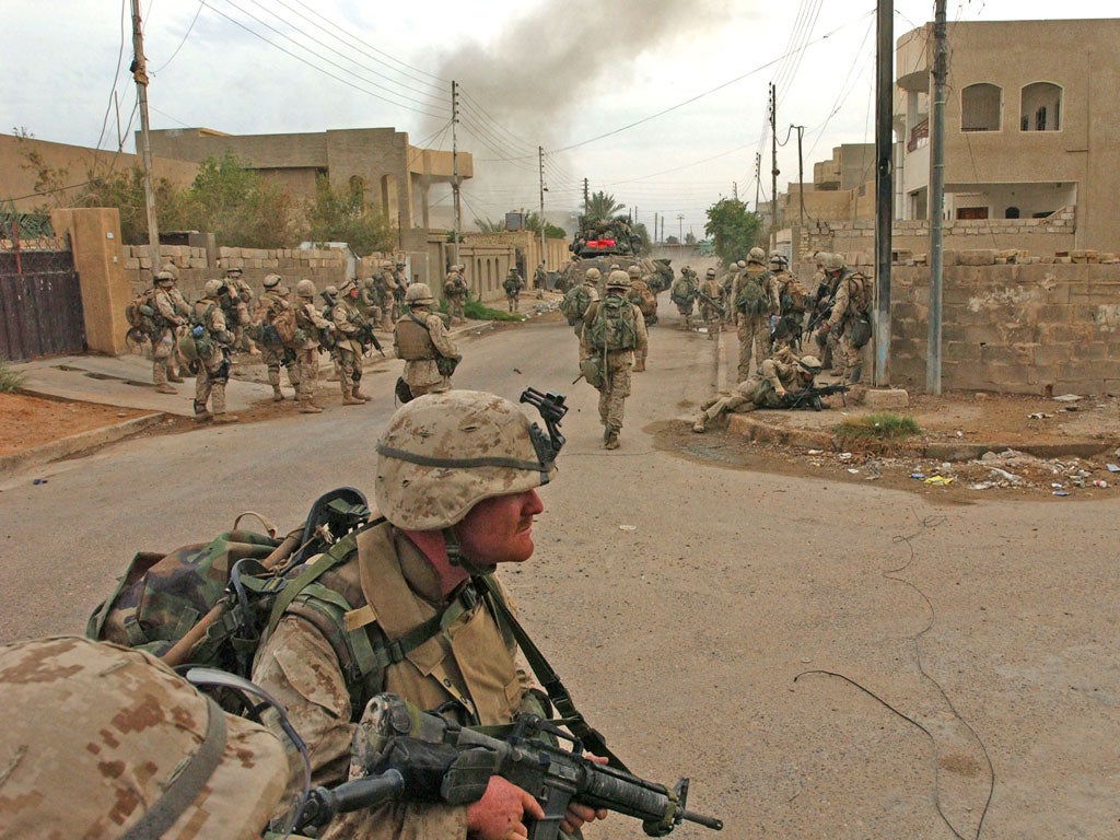 US Marines during the ground offensive in Fallujah in November 2004