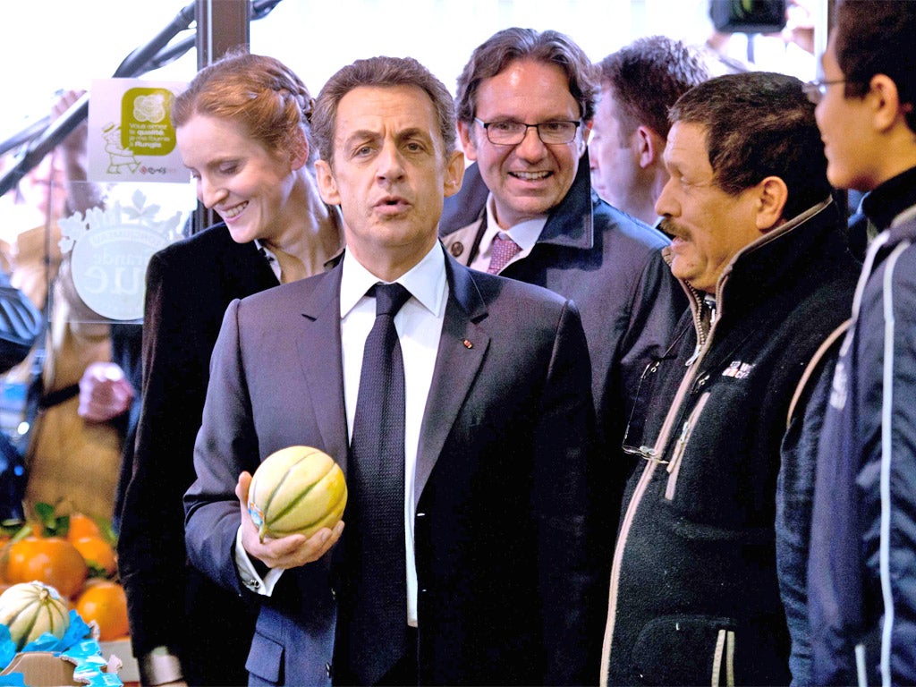 Nicolas Sarkozy weighs in on the issues with voters in Longjumeau, south of Paris, yesterday