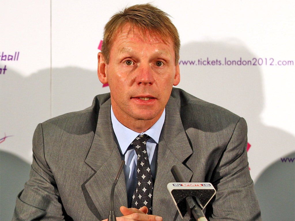 Stuart Pearce talks to the media yesterday