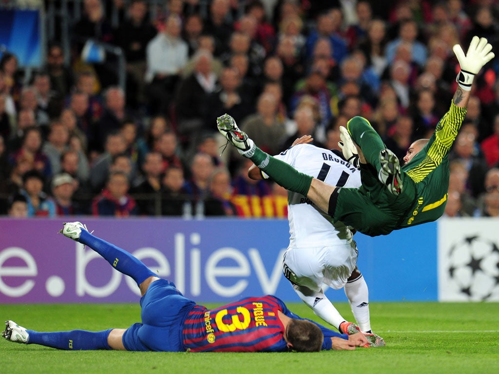 Gerard Pique was clattered by Valdes