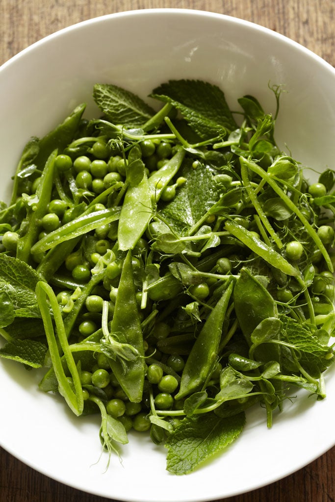 Pea salad is a great spring salad that utilises the whole of the pea family, shoots and all