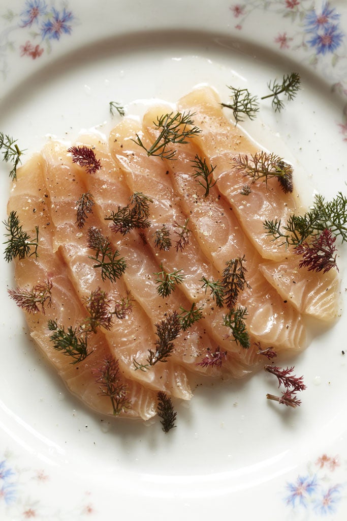 Marinaded sea trout, grapefruit and fennel ferns