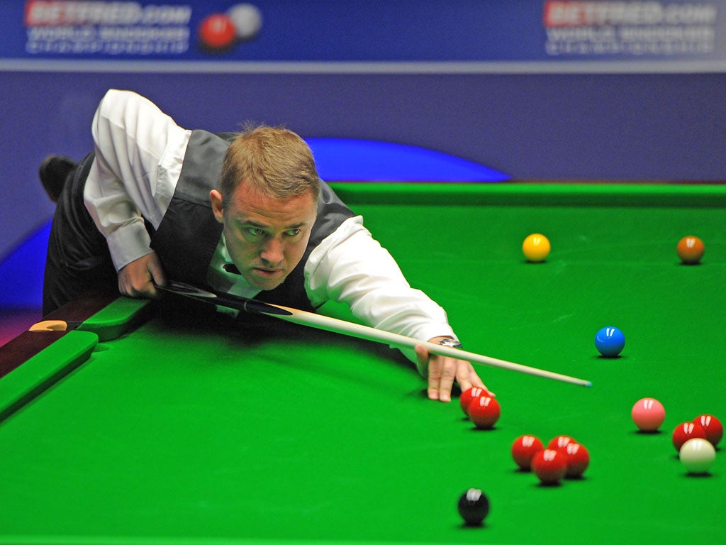 Out of reach: Stephen Hendry during his win over fellow Scot John Higgins