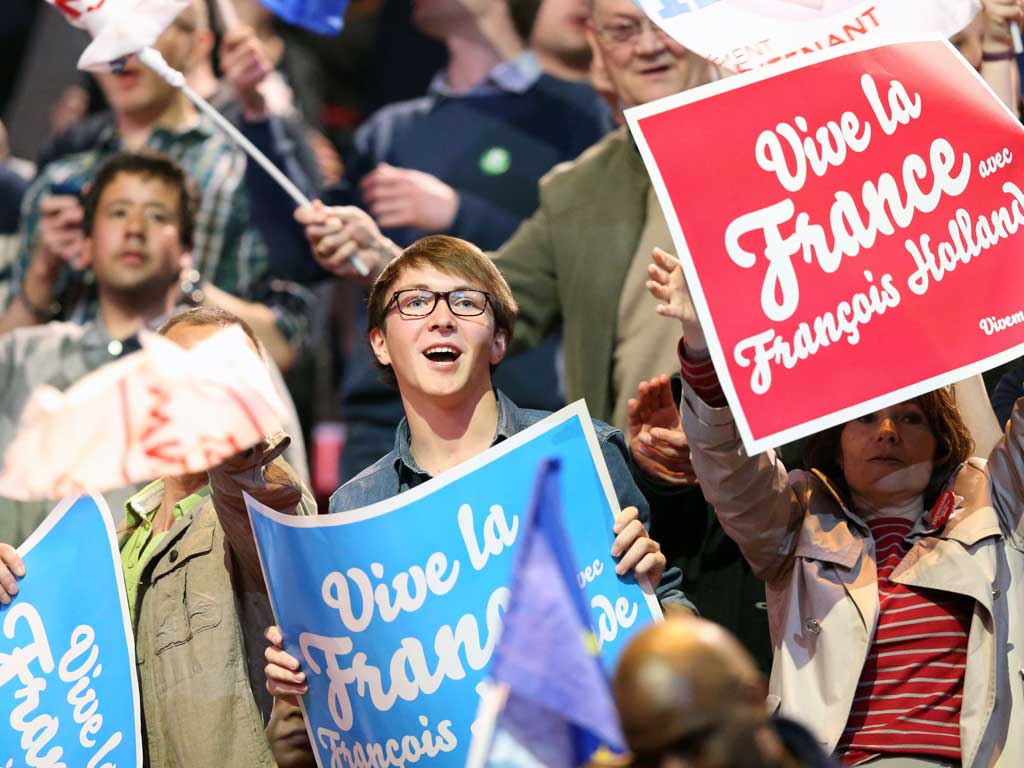 Hollande supporters at a rally in Paris at the weekend