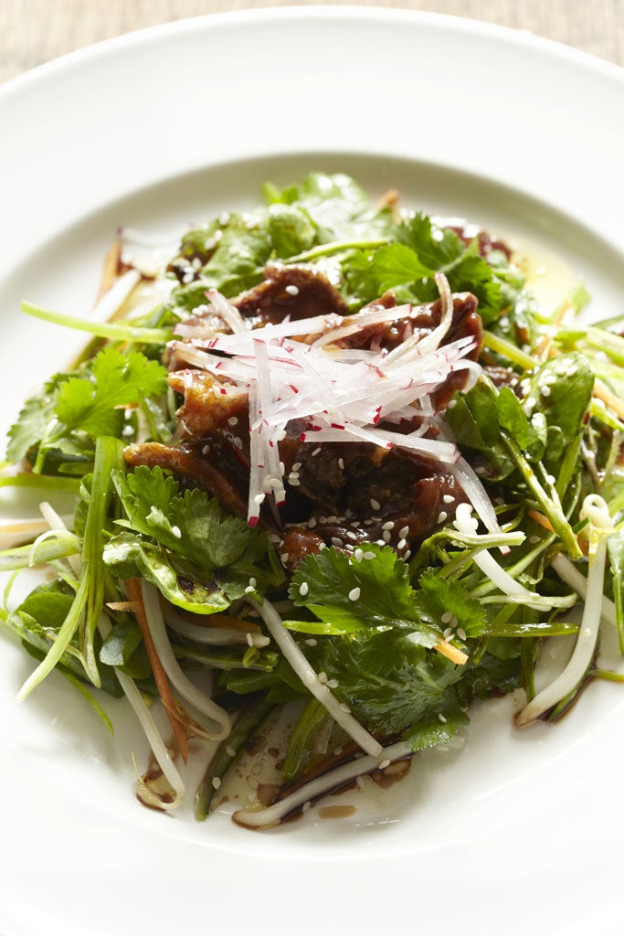 Crispy duck and watercress salad