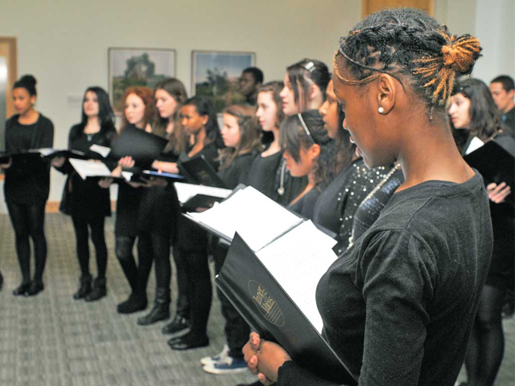 Music makers: members of Inner Voices, rehearse for a performance at the St George's Day Festival in Trafalgar Square last month