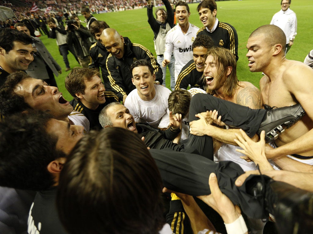 Jose Mourinho and his team celebrate after Real Madrid are confirmed as the champions of Spain. Here's how they did it...