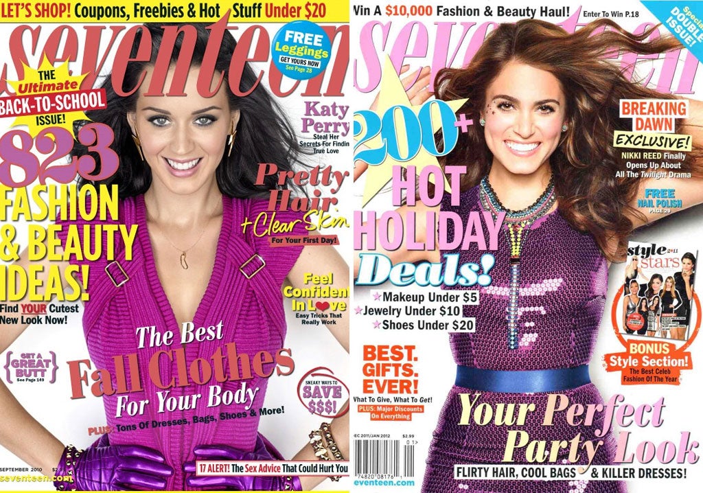 Recent covers of US magazine ‘Seventeen’