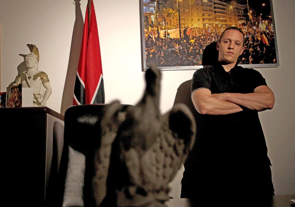 A candidate at the party’s headquarters in Athens