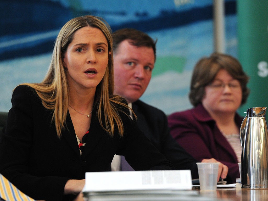 A Tory with cross-bench instincts: Louise Mensch MP at a press
conference on the Commons phone hacking report this week