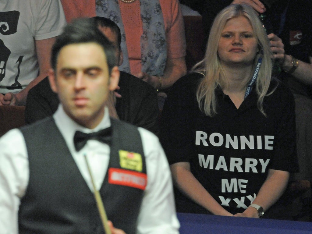 Ardent fans of Ronnie O'Sullivan turned out to watch him play
Matthew Stevens at the Crucible yesterday