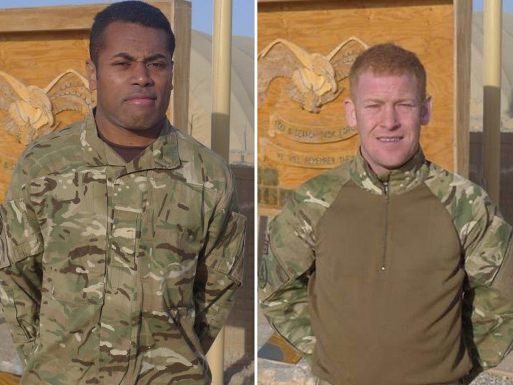 Ratu Manasa Silibaravi, 32 , originally from Fiji (left) and Corporal Andrew Steven Roberts,32 , from Middlesbrough, both of 23 Pioneer Regiment The Royal Logistic Corps, who were killed in southern Afghanistan yesterday