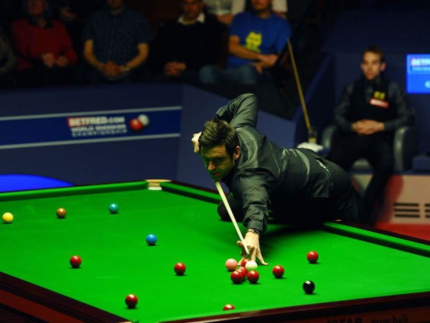 Ronnie O'Sullivan playing at the Crucible today