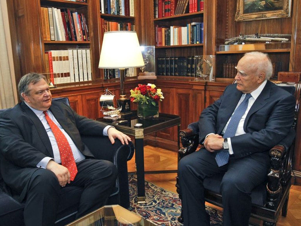 Socialist leader Evangelos Venizelos with President Karolos Papoulias