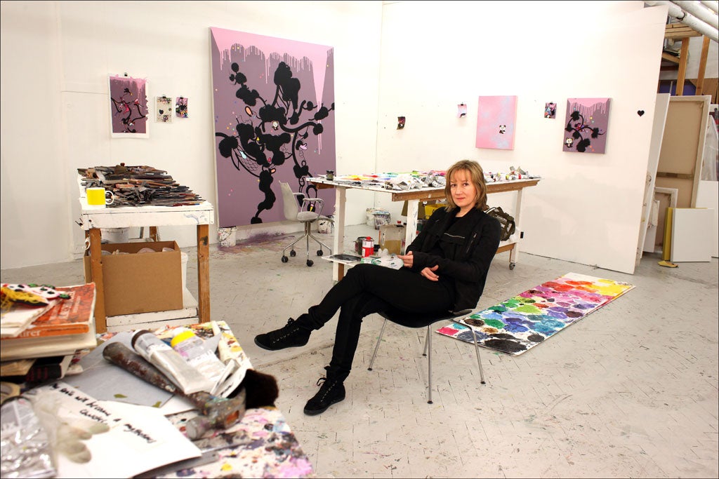 Fiona Rae in her studio in London