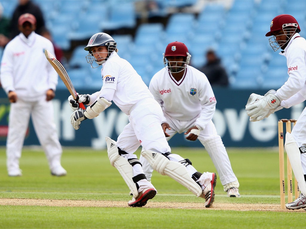 England's James Taylor takes off down the crease on his way to a century yesterday