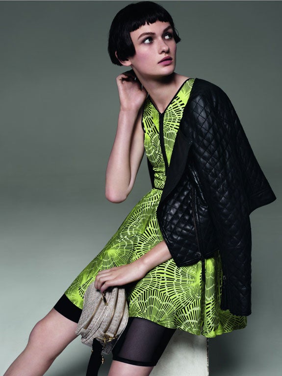 Scuba Chic: zip dress £60, jacket £165 and tights £8, topshop.com