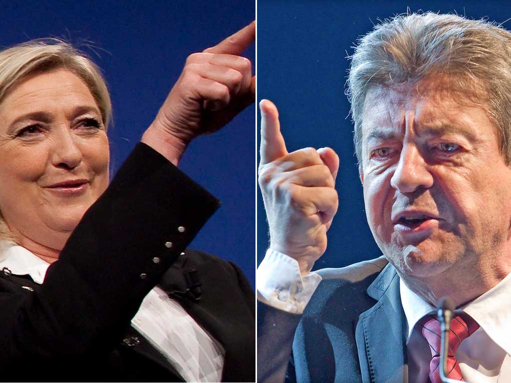 Jean-Luc Mélenchon, right, called Marine Le Pen a ‘political yeti’