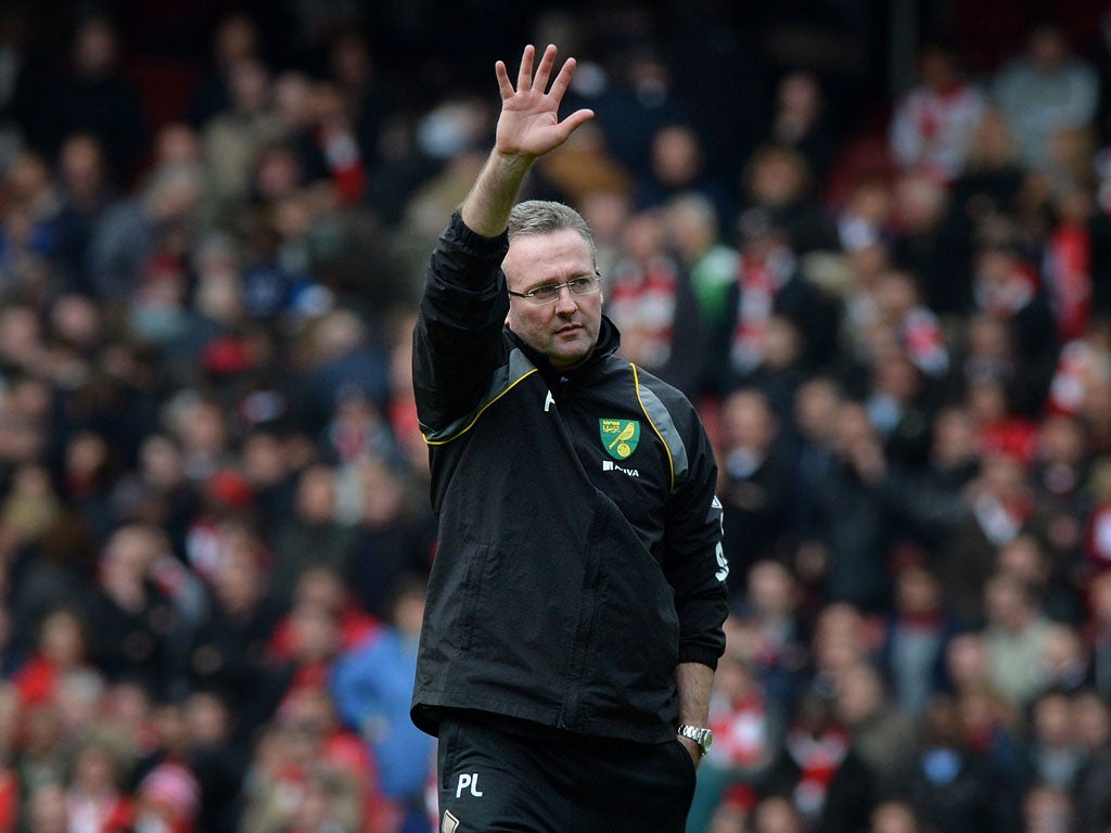 Norwich manager Paul Lambert