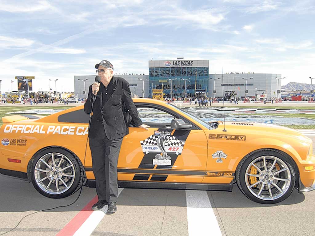 Under starter's orders: Shelby gives the command to start a Nascar race at the Las Vegas Speedway in 2009