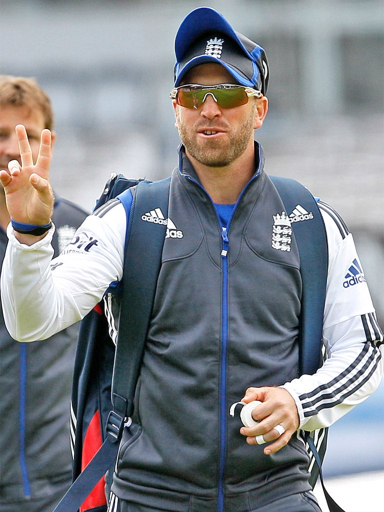 Matt Prior arrives for a training session at Lord's yesterday