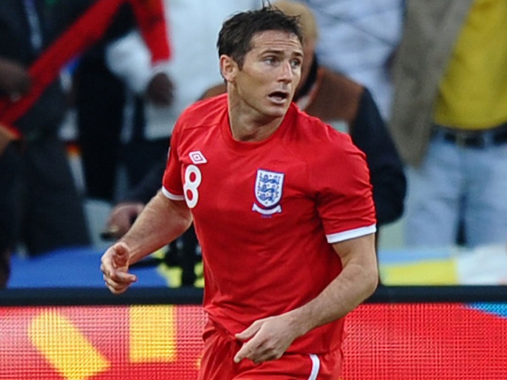 Frank Lampard Scores 'ghost goal' against Germany at the 2010 World Cup, a match England would lose 4-1.