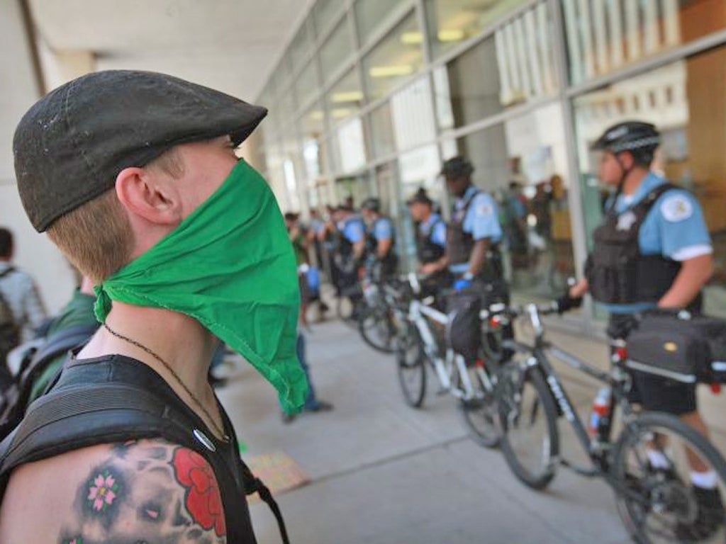 Chicago police had to deal with protesters at the city’s
main immigration court