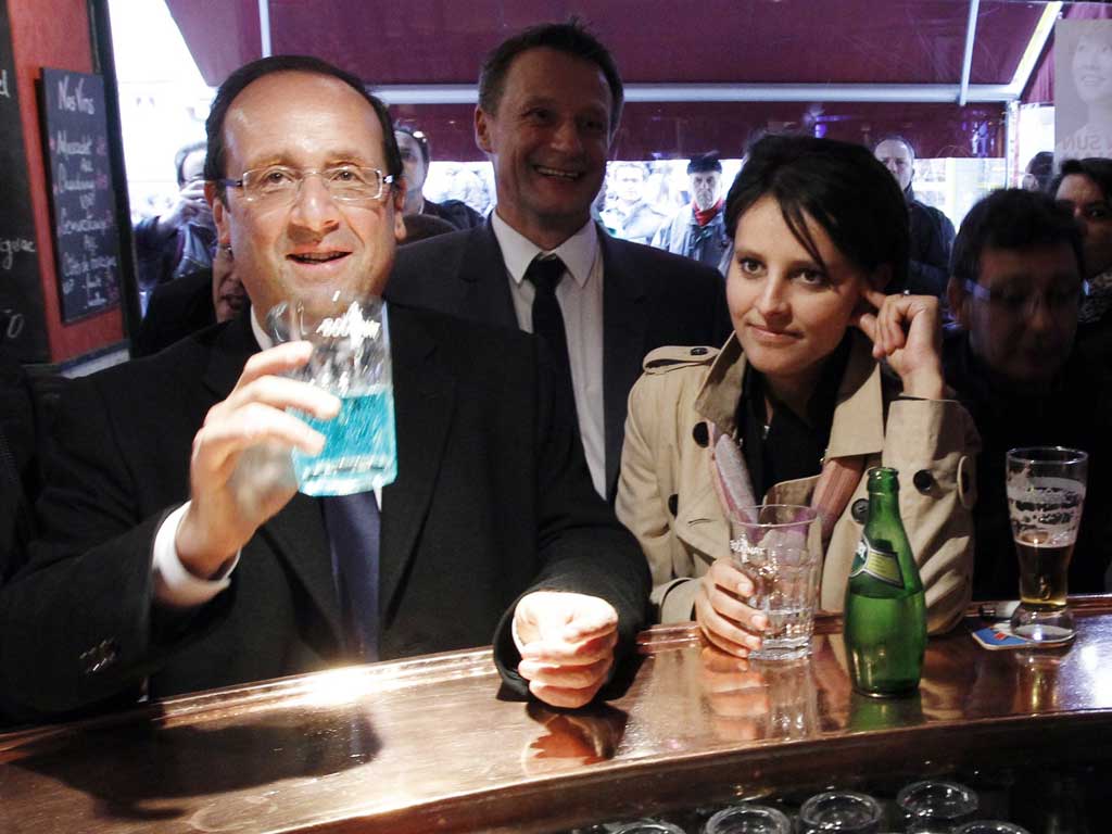 Najat Vallaud-Belkacem on the campaign trail with François Hollande last month during the presidential elections