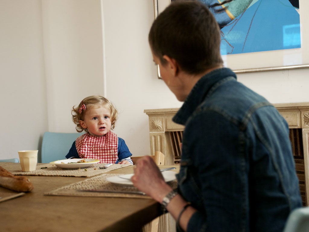 Rosabel, aged 18 months, sizes up Pamela Druckerman, author of French Children Don’t Throw Food