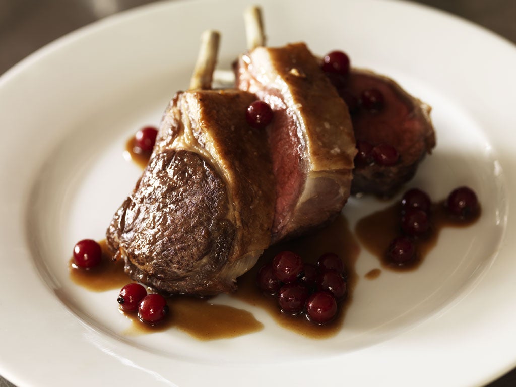 Roast rack of lamb with redcurrants