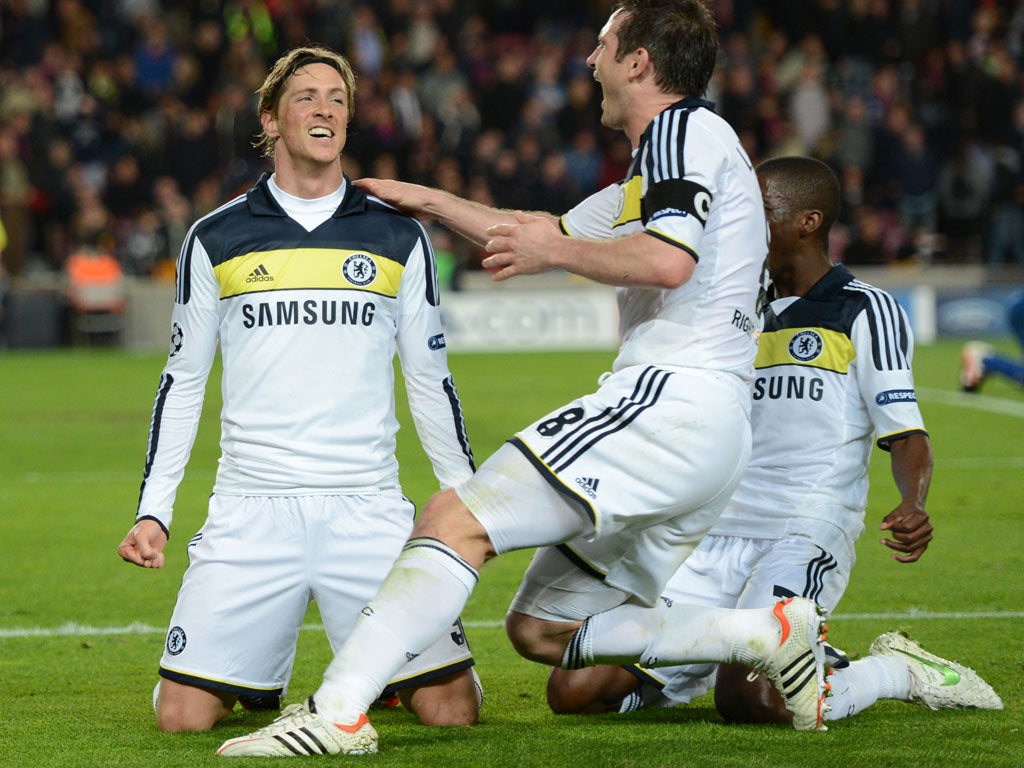 Chelsea secured a famous 2-2 draw at the Nou Camp on their way to a Champions League win in 2012