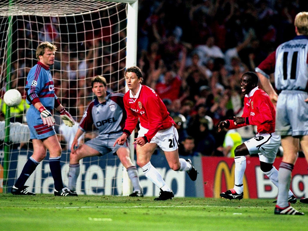 Manchester United’s finest moment in European football arguably came in the 2-1 comeback victory over Bayern in the 1999 Champions League final, when Teddy Sheringham and Ole Gunnar Solskjaer struck in injury time to secure Sir Alex Ferguson his first Cha