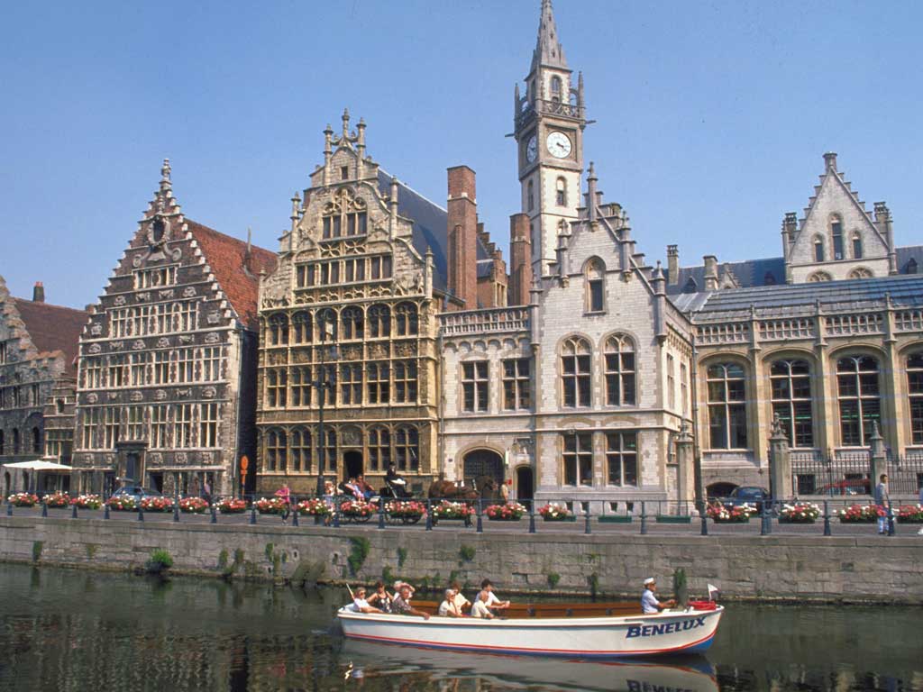 Ghent's pretty riverside street, Graslei