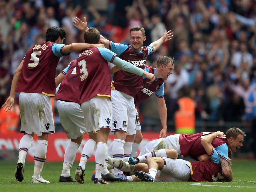 West Ham celebrate at the final whistle