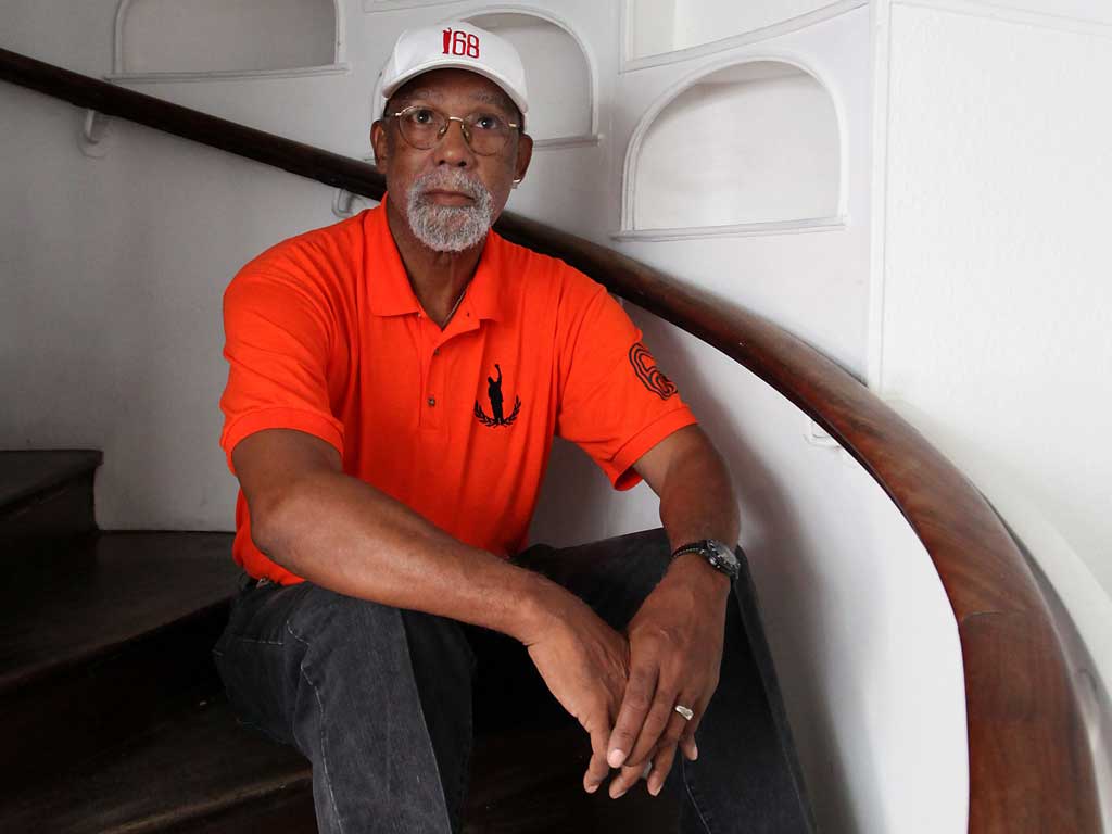Step Change: John Carlos takes a break in Lewes during a short British book tour