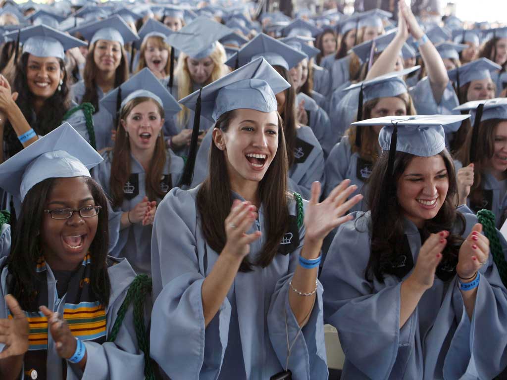 Graduates at Barnard College, New York, last week
