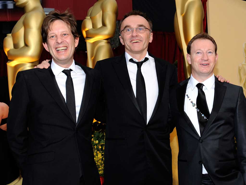 Danny Boyle (centre) on Oscar night